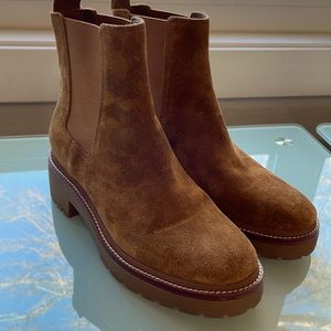 Tory Burch Lug Sole Suede Boots Rhum